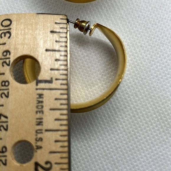 Thick Gold Tone Hoop Earrings Post Back - Picture 8 of 10
